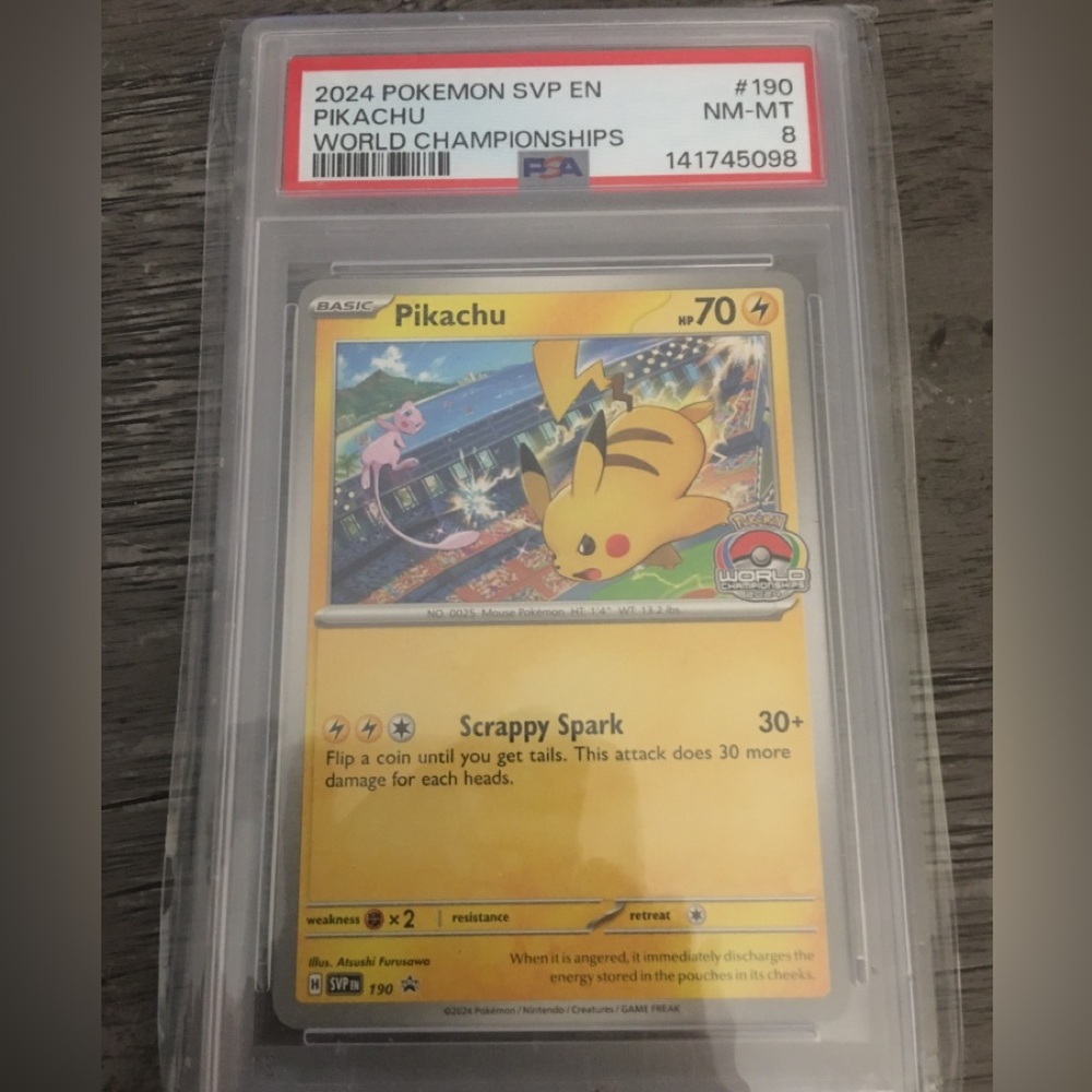 Pikachu World Championships 2024 Graded Card - PSA 8